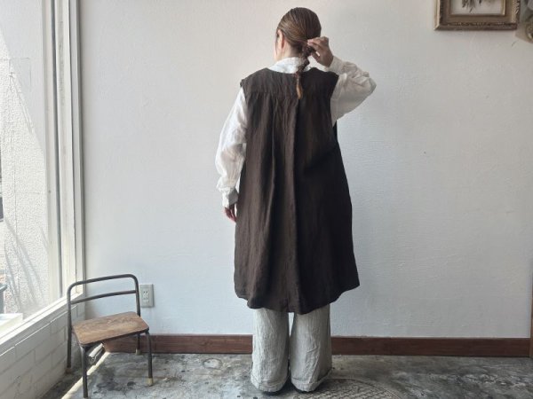 画像5: Luminaes heavy-linen frax dyed gilet (5)