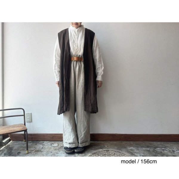 画像6: Luminaes heavy-linen frax dyed gilet (6)