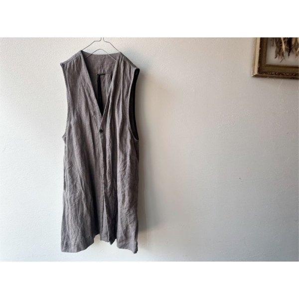 画像11: Luminaes heavy-linen frax dyed gilet (11)