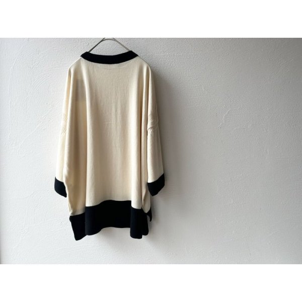 画像9: NARU ライスニット 綿コーマ裾配色 7分袖ニット (9)