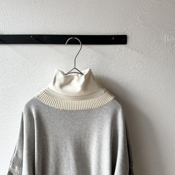 画像15: NARU ライスニット 綿コーマ裾配色 7分袖ニット (15)