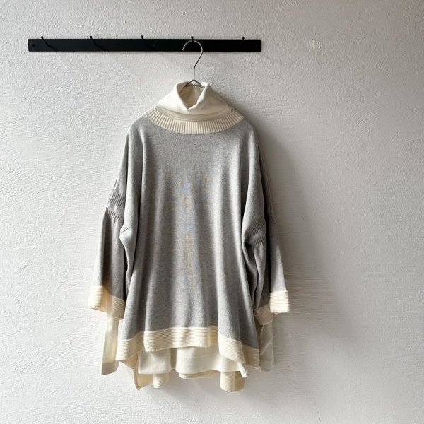 画像14: NARU ライスニット 綿コーマ裾配色 7分袖ニット (14)