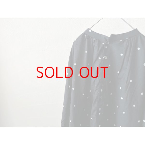 画像5: prit 40/1綿麻平織ドットプリント スタンドカラーギャザースモック (5)