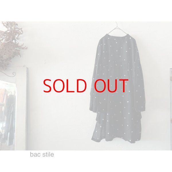 画像7: prit 40/1綿麻平織ドットプリント スタンドカラーギャザースモック (7)