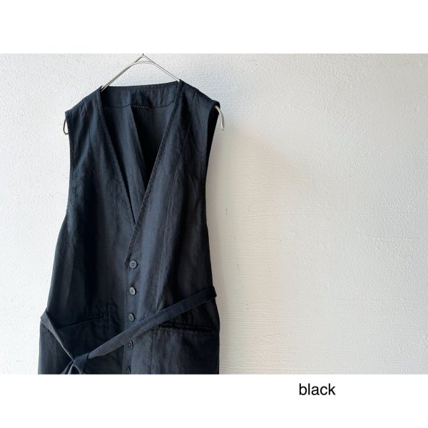 画像15: Luminaes コルトレイクリネン ストリングロングベスト (15)