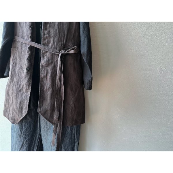 画像9: Luminaes コルトレイクリネン ストリングロングベスト (9)