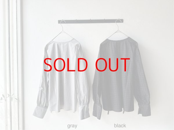 画像7: nouvelles du paradis ミニチェックドライワッシャー チョーカーネックブラウス【クリックポスト（185円）発送可能】 (7)