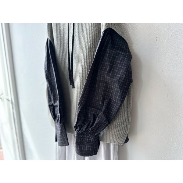 画像12: nouvelles du paradis ミニチェックドライワッシャー チョーカーネックブラウス【クリックポスト(185円)発送可能】 (12)