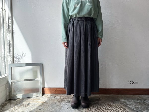 画像3: prit サテンダブルストライプ タックスカート【レターパックプラス（600円）発送可能】 (3)