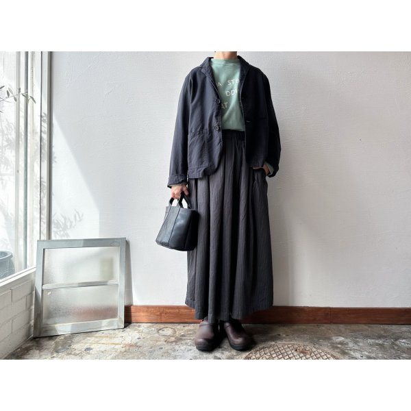 画像2: prit サテンダブルストライプ タックスカート【レターパックプラス（600円）発送可能】 (2)