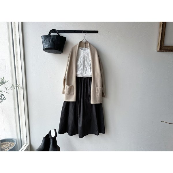 画像7: prit サテンダブルストライプ タックスカート【レターパックプラス（600円）発送可能】 (7)