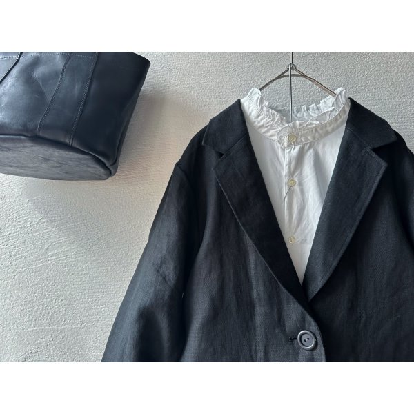 画像8: nouvelles du paradis ストライプクロス&アメリカンブロードクロス フリルブラウス【クリックポスト(185円)発送可能】 (8)