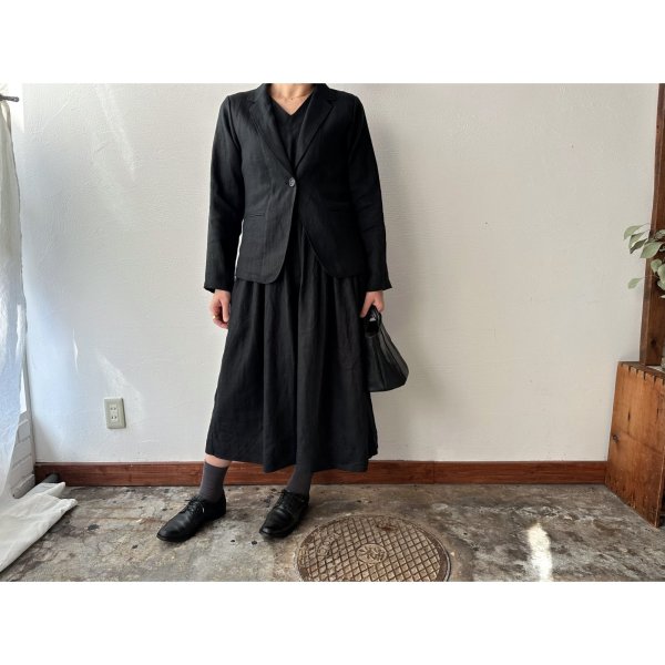 画像5: Luminaes リネンツイル ノースリーブギャザーOP (5)