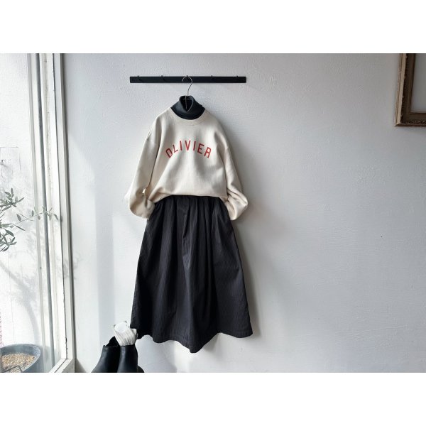 画像1: *sale40%off*  prit サテンダブルストライプ タックスカート (1)
