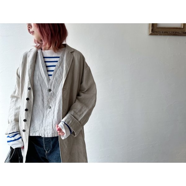 画像2: prit コットンリネン交織高密度ウェザー 7分袖ボレロ【クリックポスト（185円）発送可能】 (2)