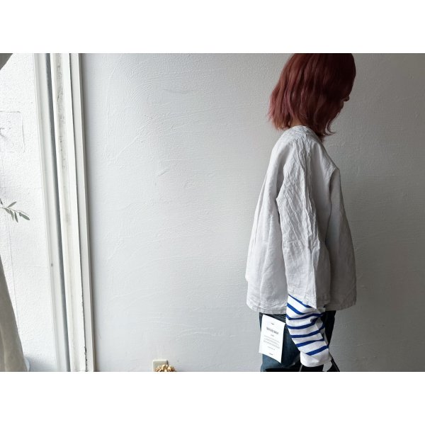 画像5: prit コットンリネン交織高密度ウェザー 7分袖ボレロ【クリックポスト（185円）発送可能】 (5)