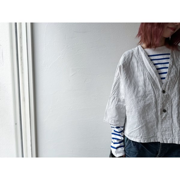 画像4: prit コットンリネン交織高密度ウェザー 7分袖ボレロ【クリックポスト（185円）発送可能】 (4)