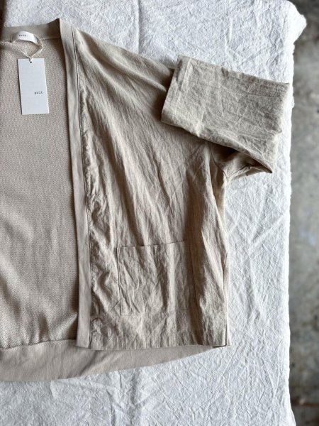 画像1: prit ギマメッシュ 切替トッパーショートカーディガン【クリックポスト（185円）発送可能】 (1)