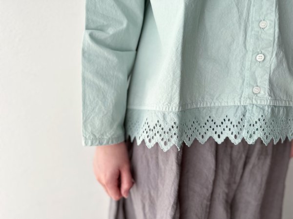 画像3: grin 綿麻ダンプテールレースシャツ【クリックポスト(185円)発送可能】 (3)
