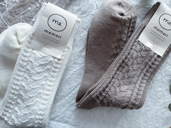 画像2: memeri ウールコットンケーブルソックス【1足までクリックポスト可】 (2)