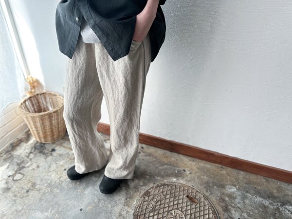 画像2: Luminaes heavy-linen frax dyed ブーツカットPT (2)