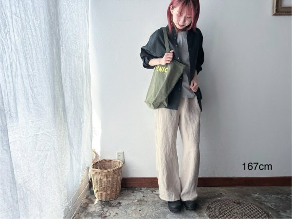 画像1: Luminaes heavy-linen frax dyed ブーツカットPT (1)