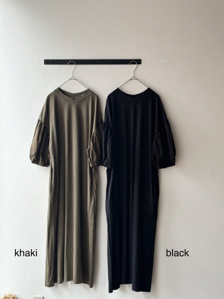 画像2: grin オーガニックエーゲ海天竺 パフワンピース【レターパックプラス(600円)発送可能】 (2)