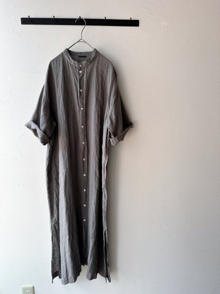 画像11: Luminaes 手染めリネン ７分袖ワイドシャツワンピース (11)