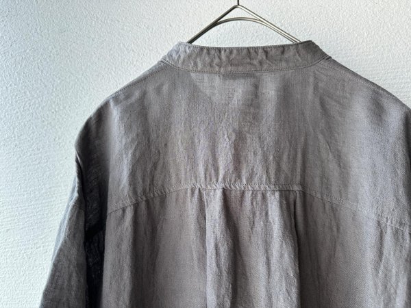 画像14: Luminaes 手染めリネン ７分袖ワイドシャツワンピース (14)