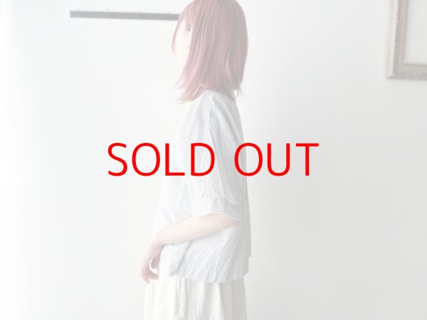 画像7: nouvelles du paradis ストライプクロス フリル衿ワイドブラウス【クリックポスト（185円）発送可能】 (7)