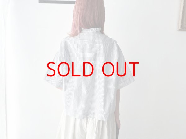 画像8: nouvelles du paradis ストライプクロス フリル衿ワイドブラウス【クリックポスト（185円）発送可能】 (8)