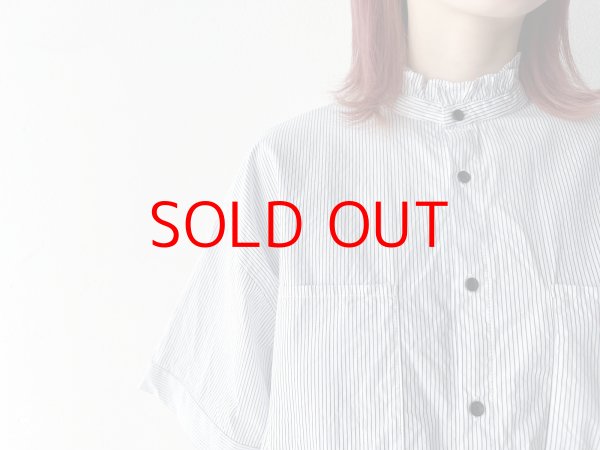 画像5: nouvelles du paradis ストライプクロス フリル衿ワイドブラウス【クリックポスト（185円）発送可能】 (5)