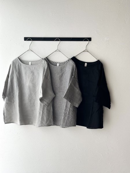 画像7: prit 60/1 フレンチリネン平織 5分袖プルオーバー (7)