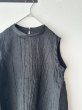 画像8: prit 60/1リネントライアングル刺繍 × 60/1リネン切替ノースリーブスタンドカラーフレアプルオーバー (8)