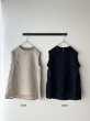 画像2: prit 60/1リネントライアングル刺繍 × 60/1リネン切替ノースリーブスタンドカラーフレアプルオーバー (2)