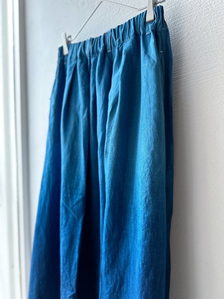 画像2:  Luminaes 藍染め リネンタックスカート (2)