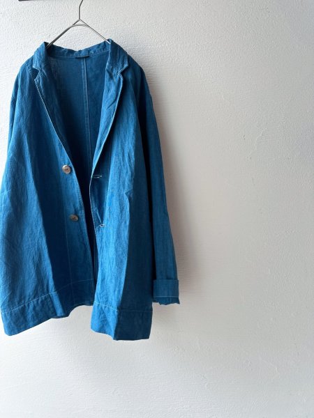 画像4: Luminaes 藍染リネンロングジャケット (4)