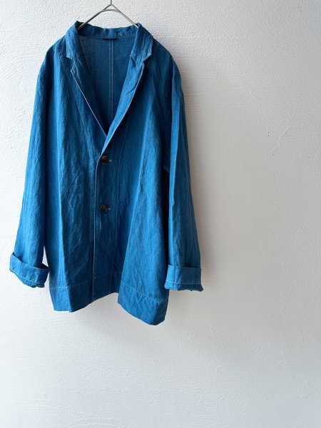 画像3: Luminaes 藍染リネンロングジャケット (3)