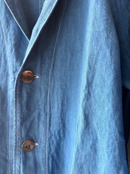 画像6: Luminaes 藍染リネンロングジャケット (6)