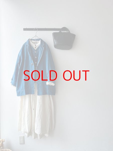 画像2: Luminaes 藍染リネンロングジャケット (2)