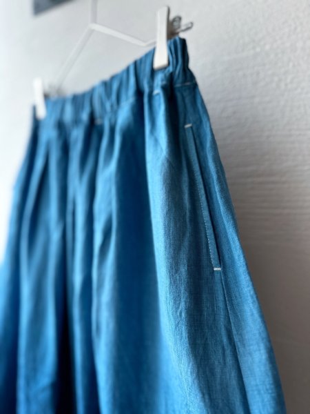 画像4:  Luminaes 藍染め リネンタックスカート (4)