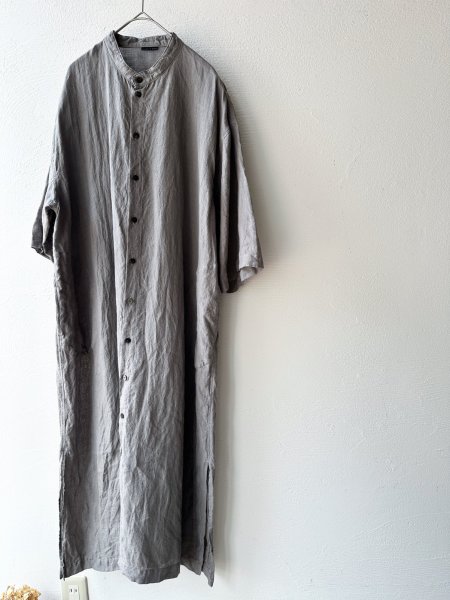 画像19: Luminaes 手染めリネン ７分袖ワイドシャツワンピース (19)