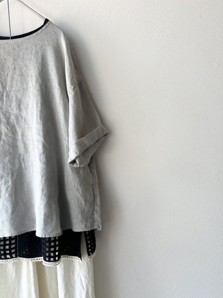 画像5: prit 60/1 フレンチリネン平織 5分袖プルオーバー (5)