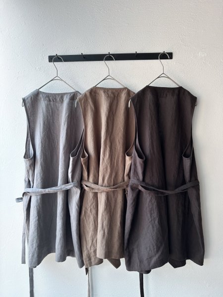 画像18: Luminaes コルトレイクリネン ストリングロングベスト (18)