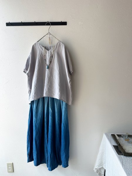 画像6:  Luminaes 藍染め キャステリンリネン タックボリュームPT (6)