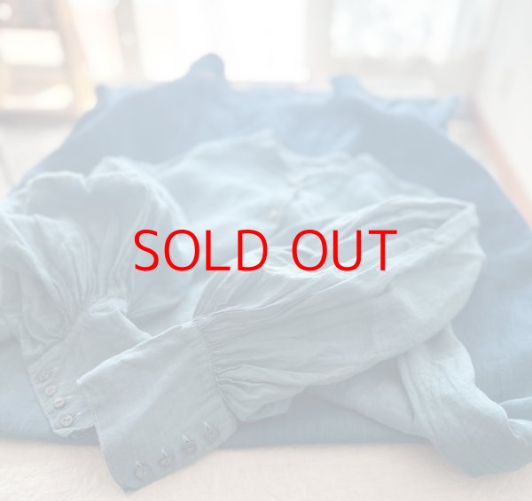 画像2: Luminaes 藍染オーガニックリネン ランタンスリーブOP (2)