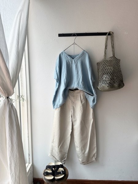 画像2: NATURALLAUNDRY コットンリネンカルゼ ビッグチノPT (2)