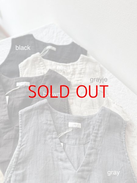 画像11: prit フレンチリネン ドビークロス Vネックプルオーバーベスト (11)