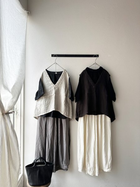 画像3: prit 60/1 フレンチリネン平織 5分袖プルオーバー (3)