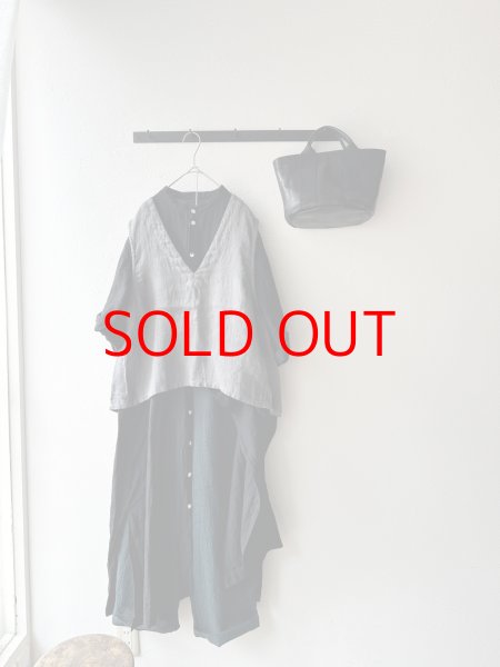 画像5: prit フレンチリネン ドビークロス Vネックプルオーバーベスト (5)